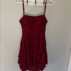 Red Dress Elegant Textured Dress by City Vibe